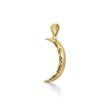 Crescent Moon with Meaningful Bind Runes Small Pendant GPD5832 - Jewelry